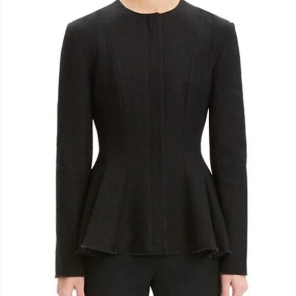 Theory Movement Black Canvas Tweed Peplum Blazer Jacket - Picture 11 of 16